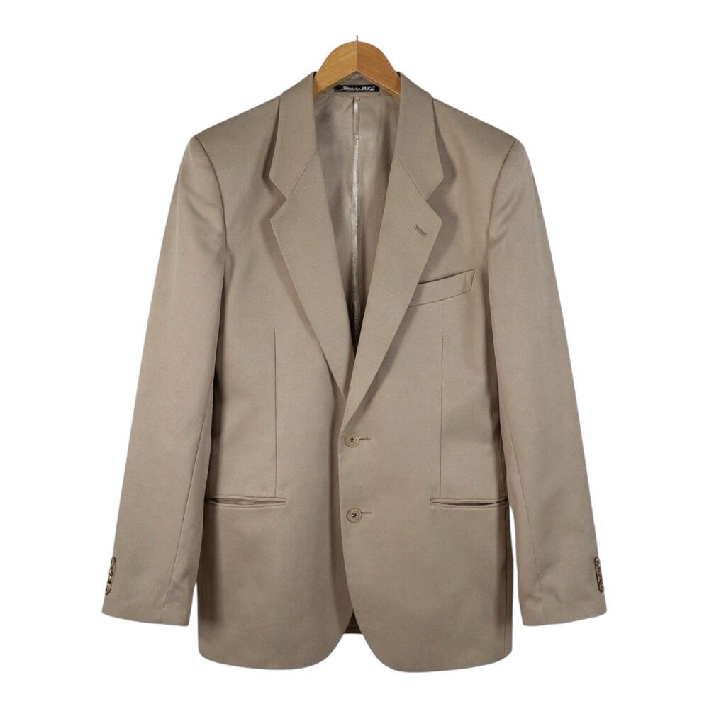 Vintage Giorgio Armani Black Label 36L Tan Wool Silk Blazer Sport Coat Italy